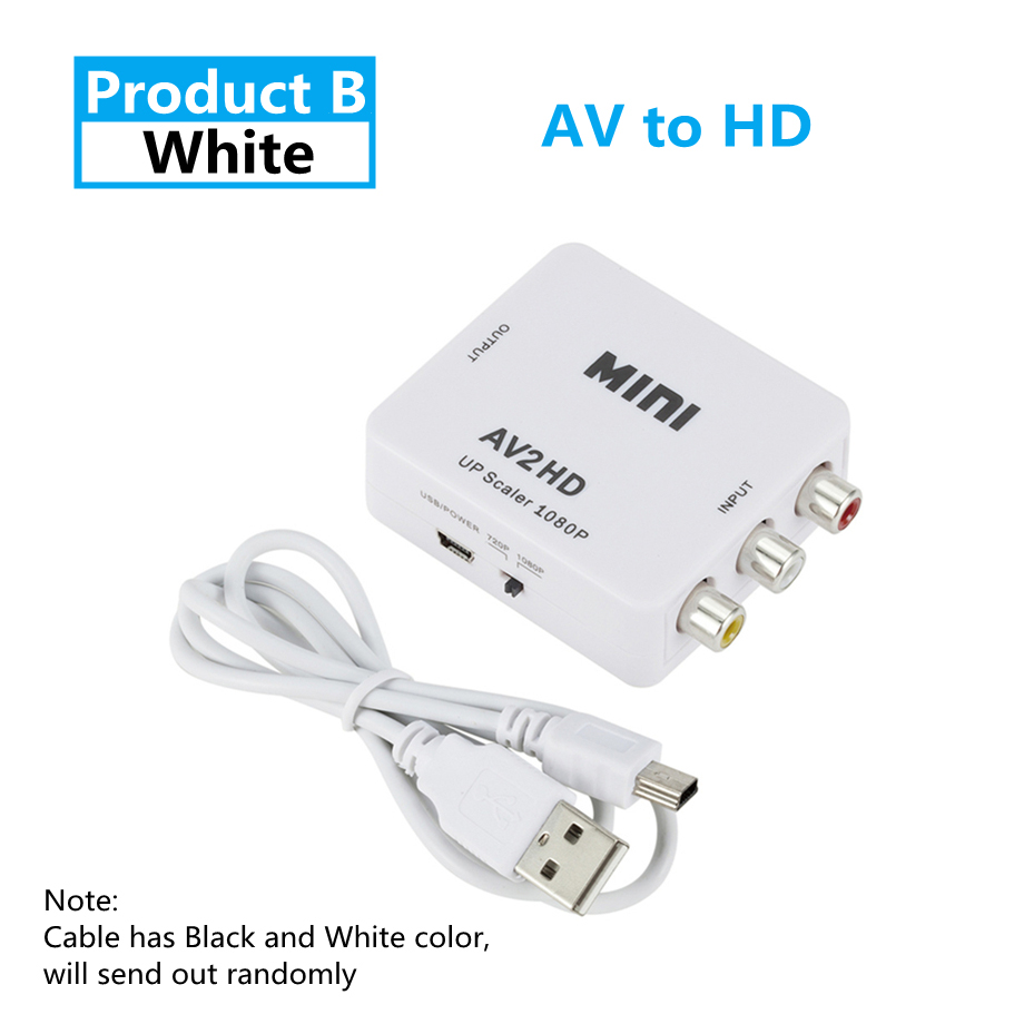 HD 1080P HDMI-compatible To RCA AV Composite Adapter Converter AV2HDMI HDMI2AV Audio Video Cable CVBS RCA AV Adapter with Cable: Light Grey