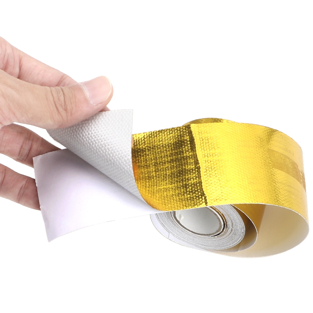 FORAUTO cinta de papel de aluminio de 5cm x 5m, tubo de admisión dorado de alta resistencia a la temperatura, cinta autoadhesiva aislante, accesorios para coche