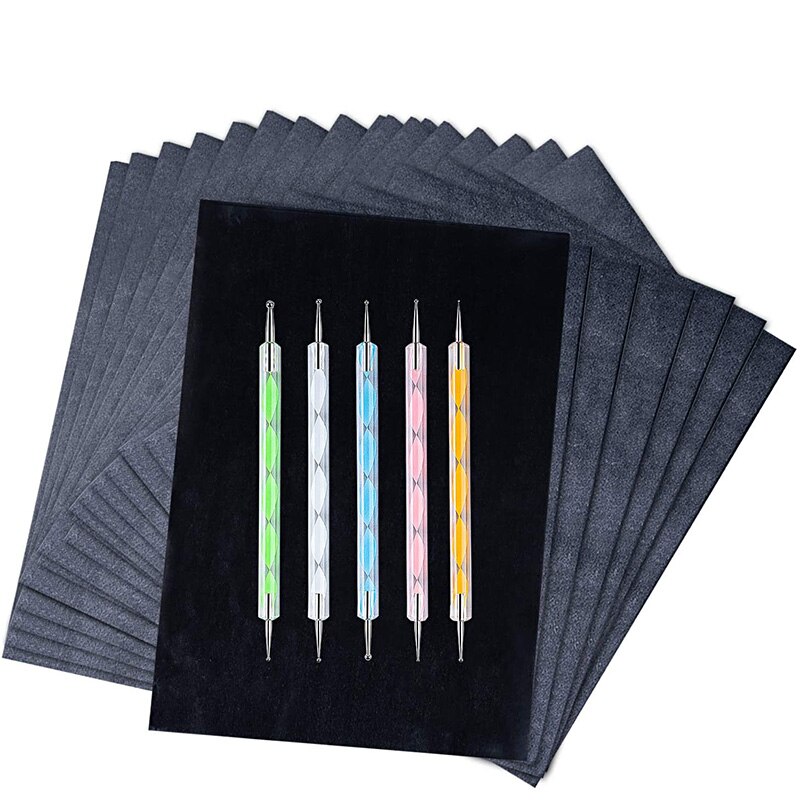 Papel de calco de grafito Papel negro transferencia de carbono, 200 hojas, 8,5x11,5 pulgadas, con 5 uds. De estilo