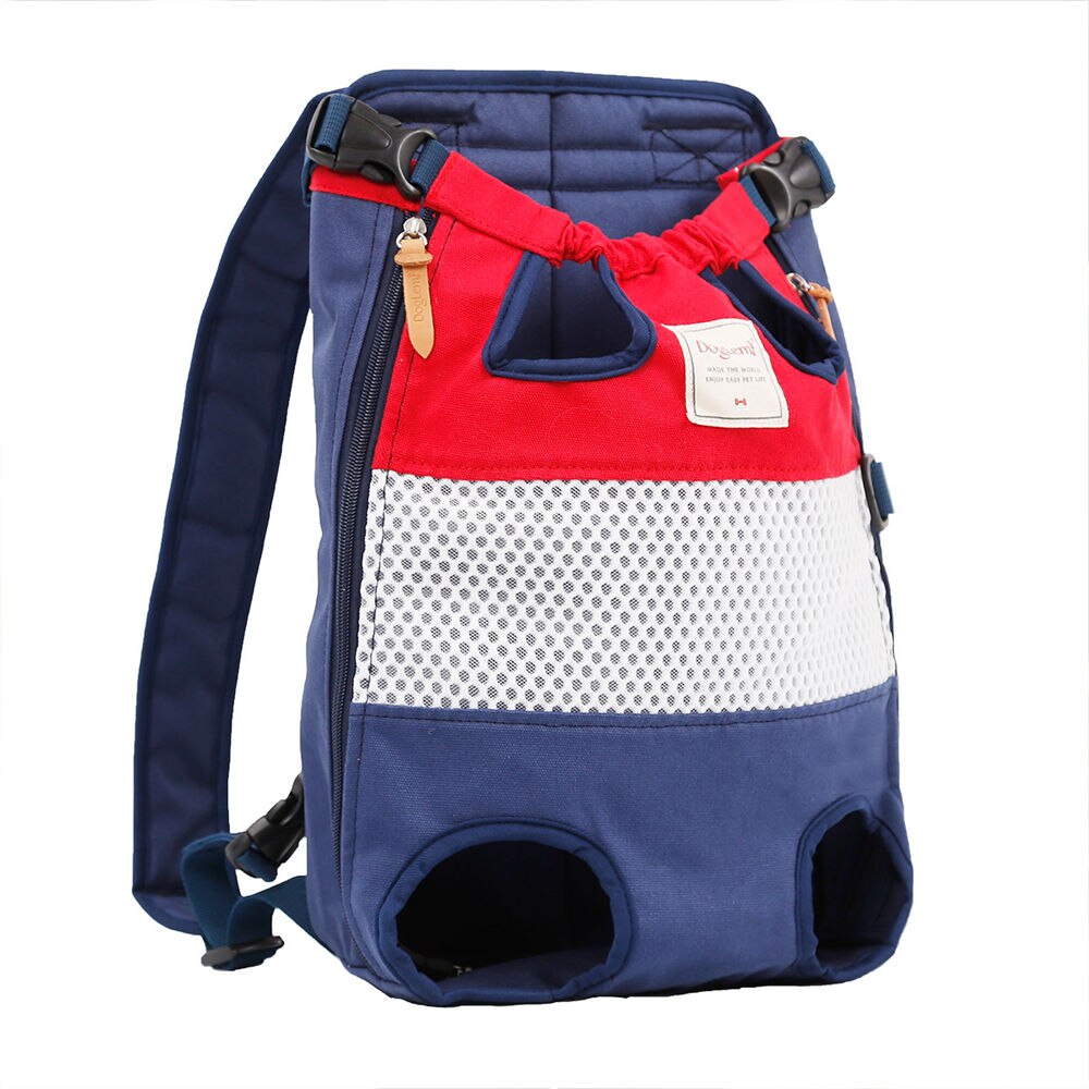 Kæledyr hund kattebærer rygsæk rejseholder forreste bryst store bærbare tasker til 12kg kæledyr udendørs transport i mochila para perro: Rød-blå