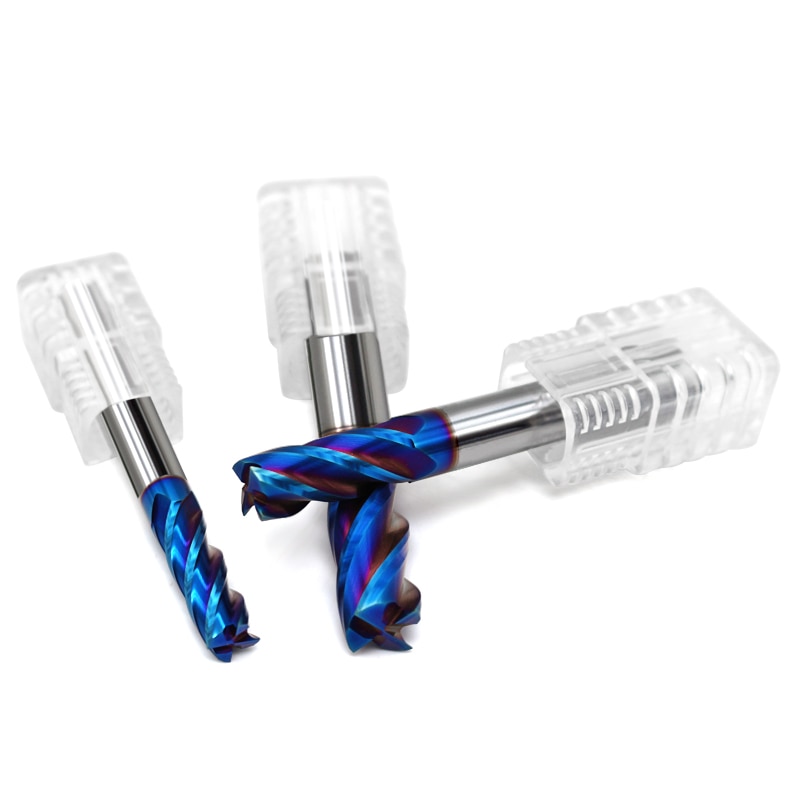 Fraise en carbure de tungstène, 1 1.5 2 2.5 3 4mm, 4 flûtes HRC65, alliage d'extrémité, fraise acier, outils de coupe CNC