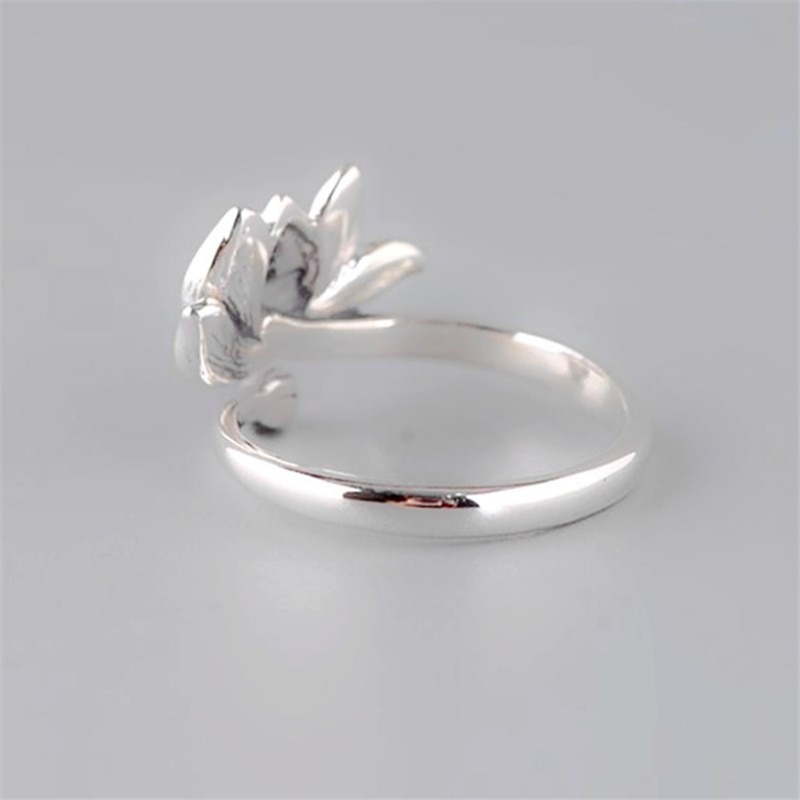 Nouveauté ethnique plante Lotus réglable anneaux pour femmes dames 925 en argent Sterling coloré émail anneau