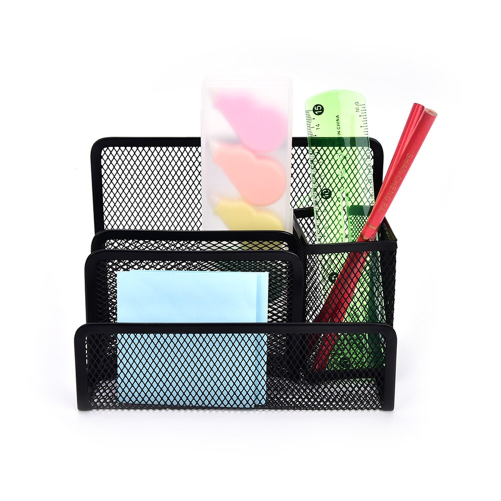 Multi-functional File Paper Organiser Storage Collection Metal Mesh Desk Organizer Pen Holder Stationery Office School Supplies