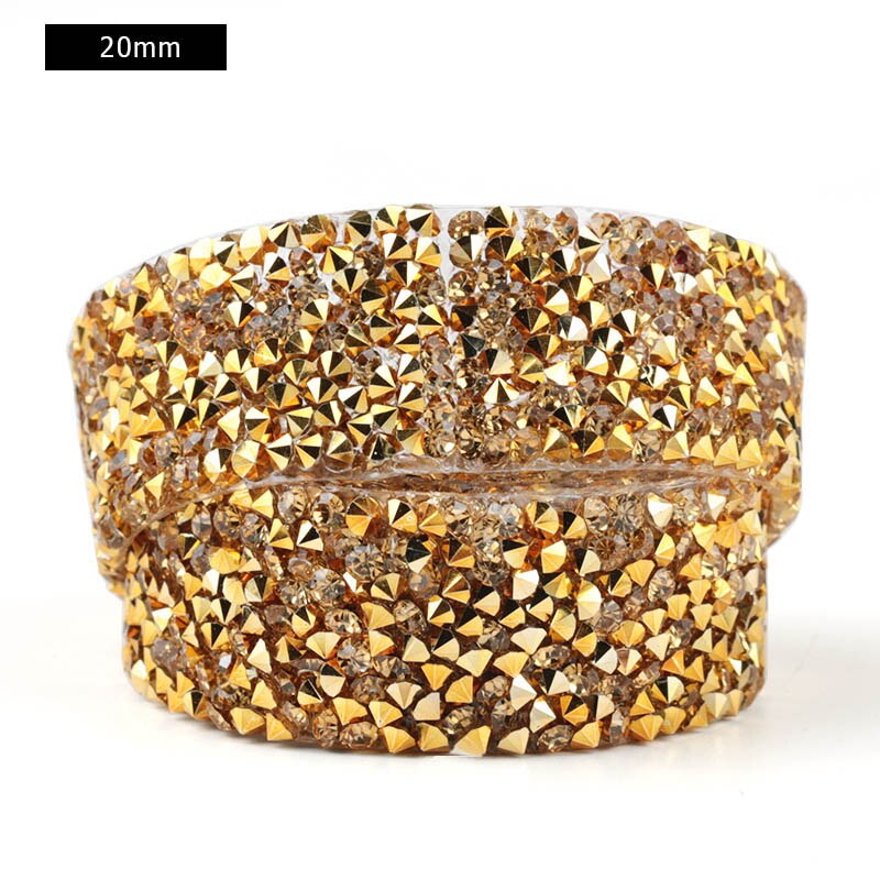 Dżetów wykończenia poprawka 1 stoczni Strass szycia taśmy Rhinestone aplikator wstążka z dżetów żelazko na ubrania akcesoria: 2cm - Gold
