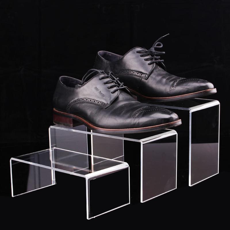 3 stk akryl sko bøjle display sko stigere klar detail display stå u formet hylde udstillingsstativ til legetøjspose kosmetisk