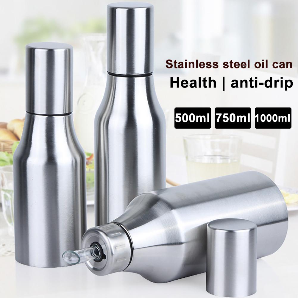 Kitchen Stainless Steel Leakproof Cooking Oil Dispenser Bottle Vinegar Cruet