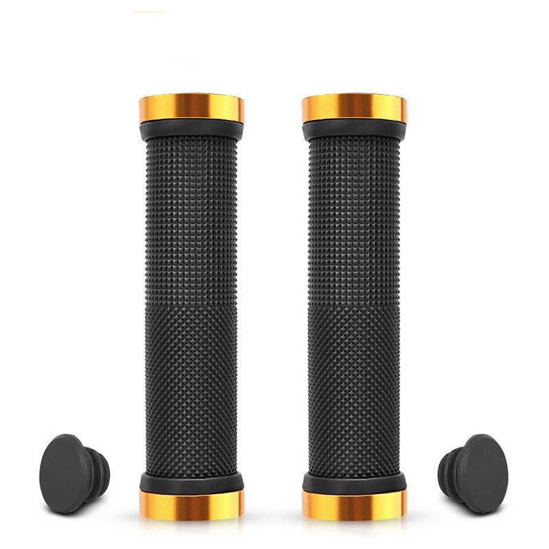 Empuñaduras de goma PE para bicicleta de montaña, puños de aleación con bloqueo Bilateral, mango antideslizante para manillar de ciclismo, accesorios para bicicleta BMX: Verde