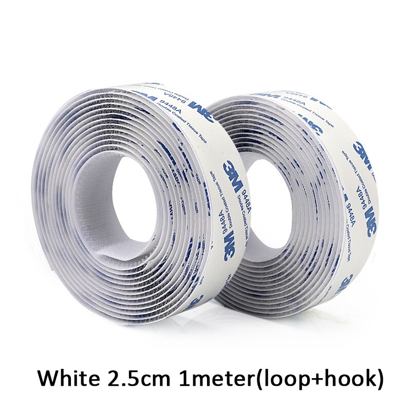 1Meter/Pairs Strong Self adhesive Hook and Loop Fastener Tape nylon sticker velcros adhesive with Glue for DIY 20/25/30/38/50mm: White 2.5cm