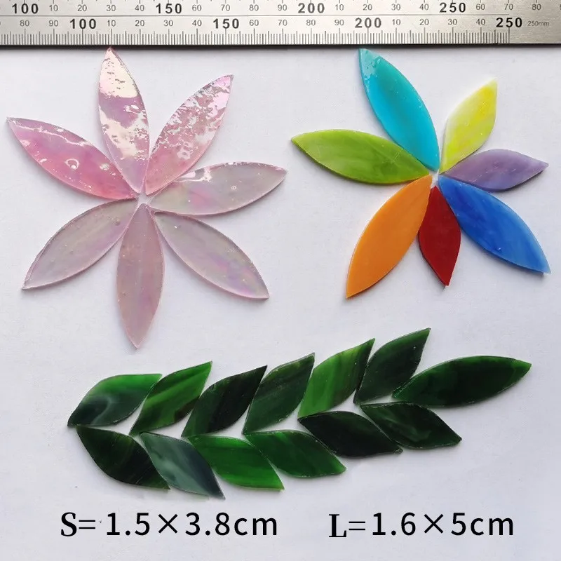 Farbe Blattförmige Mosaikfliesen Buntglasmosaik DIY handgemachte Untersetzer Mosaik Puzzle Herstellung Kunst Wanddekoration Lieferungen