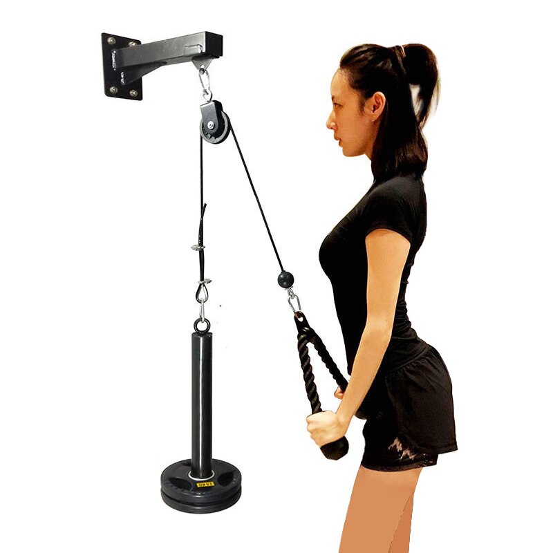 Gym Wall Mounted Fitness DIY Pulley Cable Machine Blaster Trainer With Pulley Attachments Biceps Triceps Workout Pull Down Rope