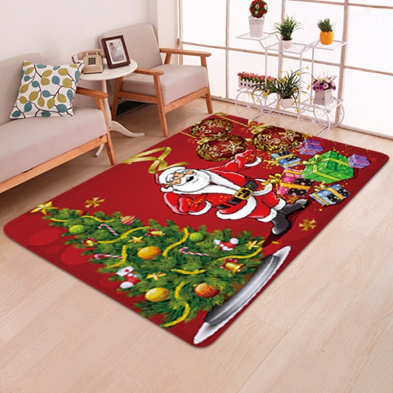 115X160Cm Kerst Tapijt Winter Office Home Warm Mat Xmas Party Play Tapijt Ultra Zachte Vloerkleed woonkamer Anti-Slip Tapijt
