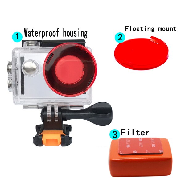 EKEN H9 Rode Duiken Filter voor h9 h9r h8r v8s h3r w9s w9 Camera Waterproof Case Rood Filter Lens Cap voor EKEN camera Accessoires: 3 in 1