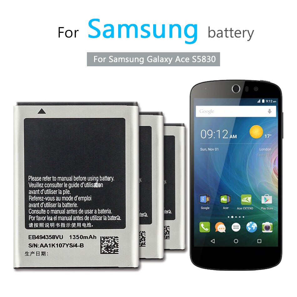 EB494358VU Batterij Batterij Voor Samsung Galaxy Ace S5830 S5660 S7250D S5670 I569 I579 GT-S6102 S6818 GT-S5839i 1350Mah + Tracking Nummer