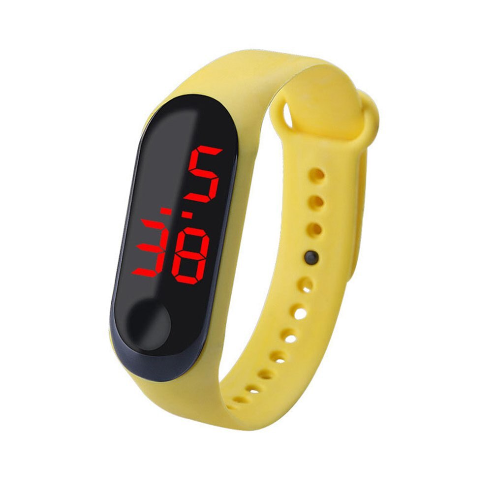 Led digitaal horloge met licht touchscreen, polshorloge voor kinderen, elektronisch horloge met led-sportarmband voor mannen en vrouwen: Geel