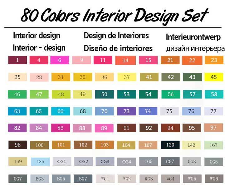 TOUCHNEW-marqueurs à alcool à double tête pour dessiner, 30/40/60/80/168 couleurs, marqueurs artistiques pour dessin Manga: 80 interior Set