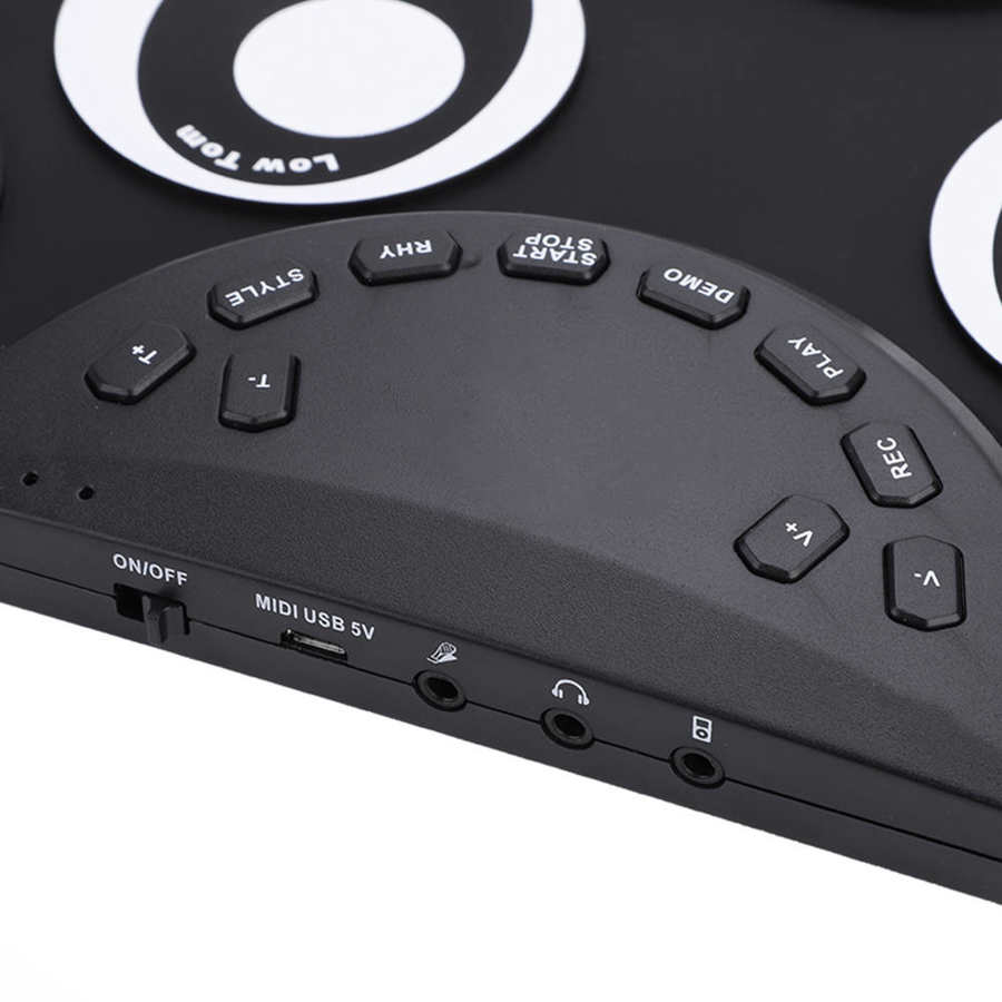 Portable Roll-Up Electronic Pad Kit with Pedals Sticks Accessory Set