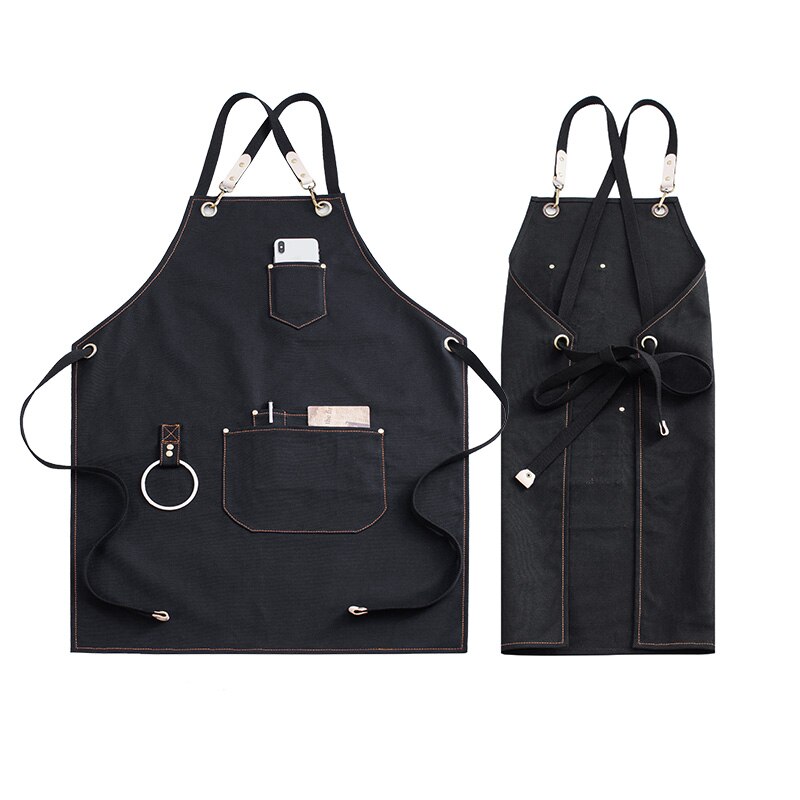 Baristas aprons Japanese milk tea shop manicure barber overalls black cowboy men