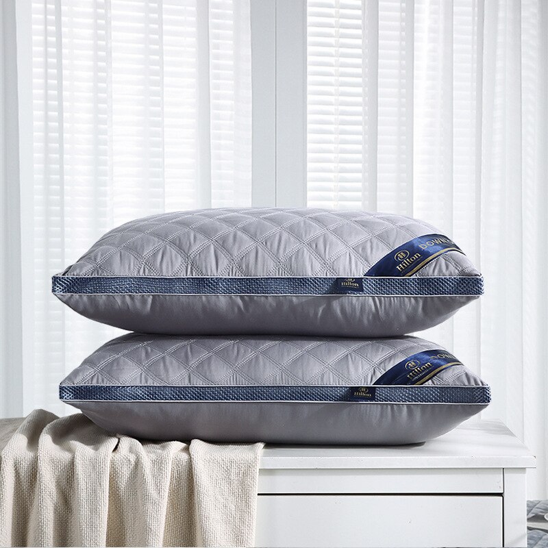Wit Bed Kussen Slaapkamer Beddengoed, Vijf-sterren Hotel Kussen 3D Katoenen Kussen, drie-Dimensionale Gewatteerde Cervicale Zacht Kussen: gray / 48x74cm600g low