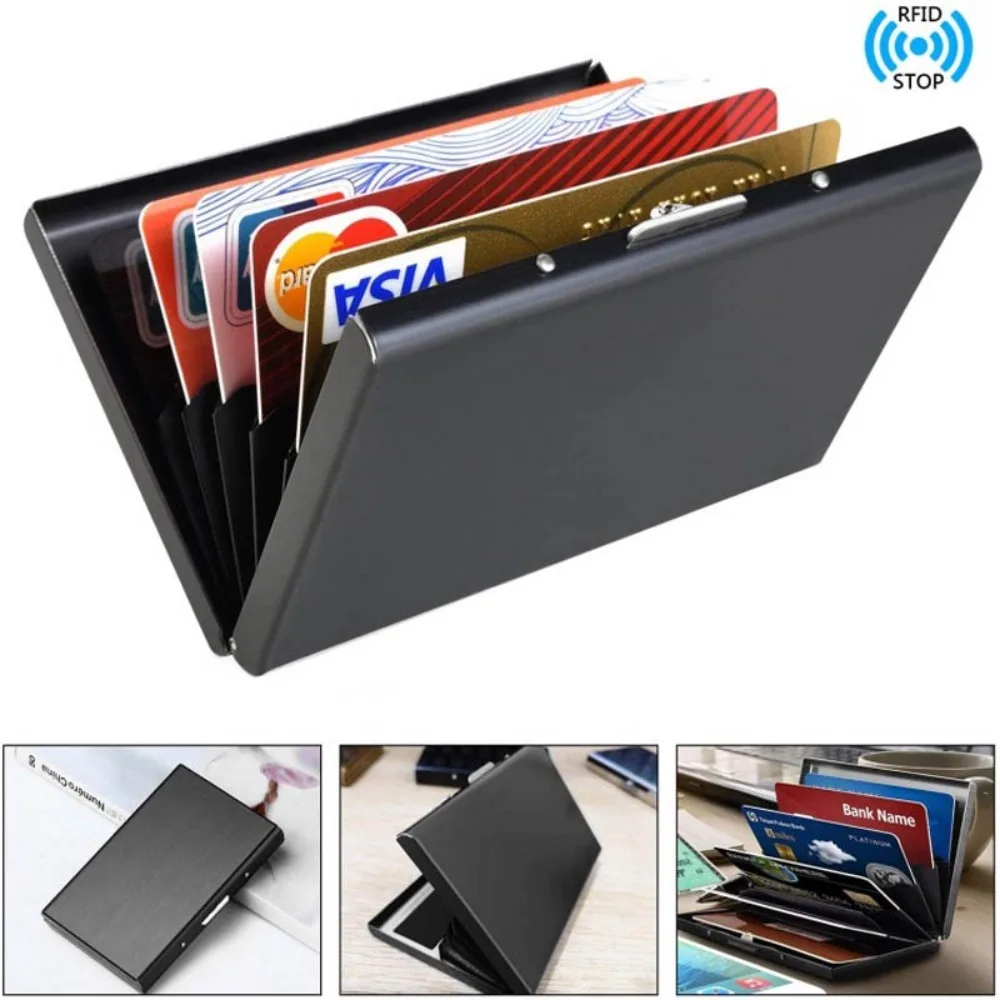Nouveaux portefeuilles en métal en alliage d'aluminium RFID blocage porte-carte Anti-magnétique cartes de crédit d'affaires protecteur étui rigide pour hommes femmes