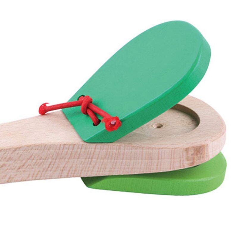 Children's Wooden Percussion Instrument Castanet Clapper Long Handle Wood Castanet Rhythm Musical Percussion Instrument