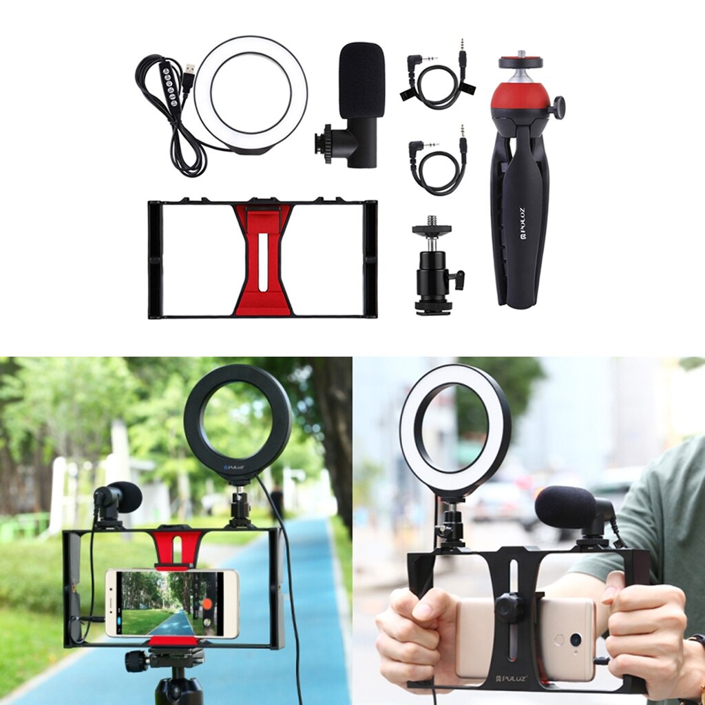 Smartphone Rig Outdoors Video Camera Cage Microphone Mount Film Grip