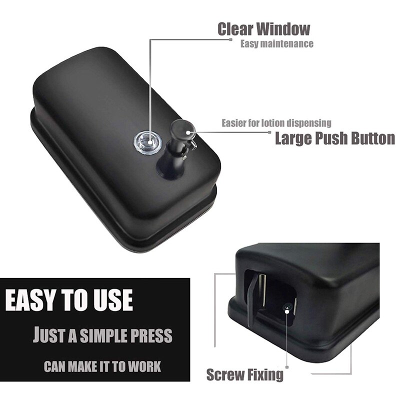 Soap Dispenser Wall Mount Black 304 Stainless Steel Soap Dispensers Leakproof Commercial Bathroom Metal Soap Pump for Kitchen Re