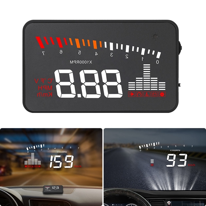Auto voltaje electrónico alarma 3,5 Head-Up Display HUD coche OBD2 HUD de velocidad del coche para proyector Digital Speeeter X5