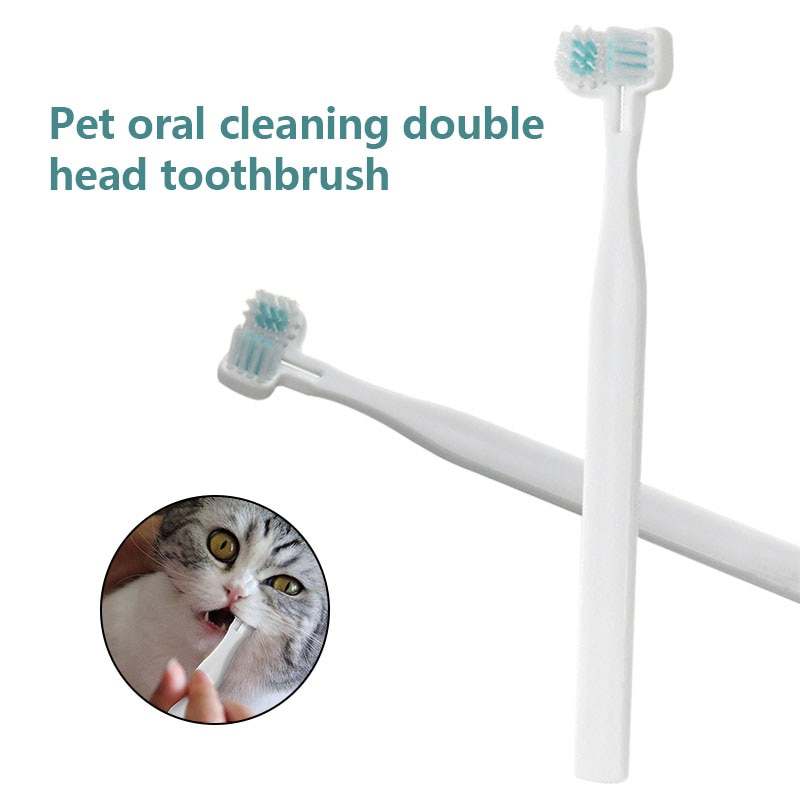 Hond Tandenborstel Dubbele Kop Tanden Borstelen Cleaner Pet Adem Luchtverfrisser Mondverzorging Voor Hond Katten @ Ls FE27