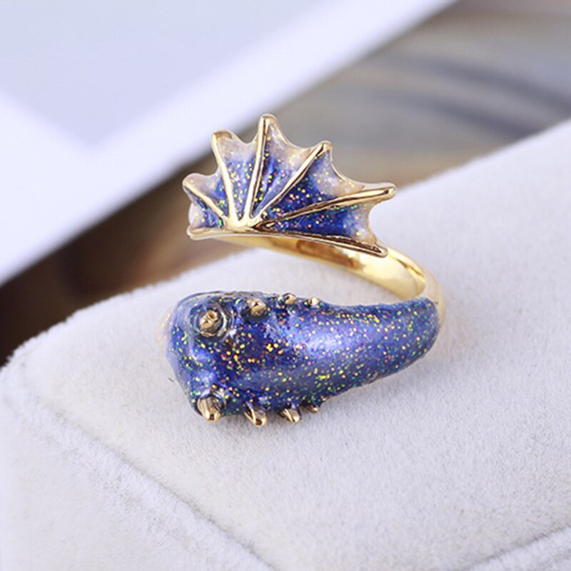 Gold Topaz Dragon Ring Lucky Fingere Pet Adjustable Wrap Open Rings Animal Jewelry for Women Girl SANA889