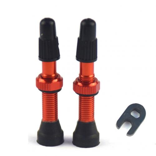 2 uds/48/60/78mm neumático de la bicicleta de la válvula de carretera MTB bicicleta neumáticos sin cámara de aleación Presta Válvula de vástago para bicicleta neumático accesorios: Orange 48mm