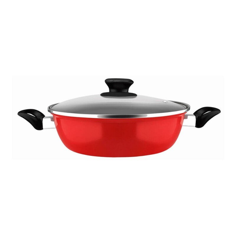 VITREX 71PVMARST26 - Tartera GOURMET de acero antiadherente 3 capas inducción-Granito modelo MARSEILLE ROJA de 26 cm