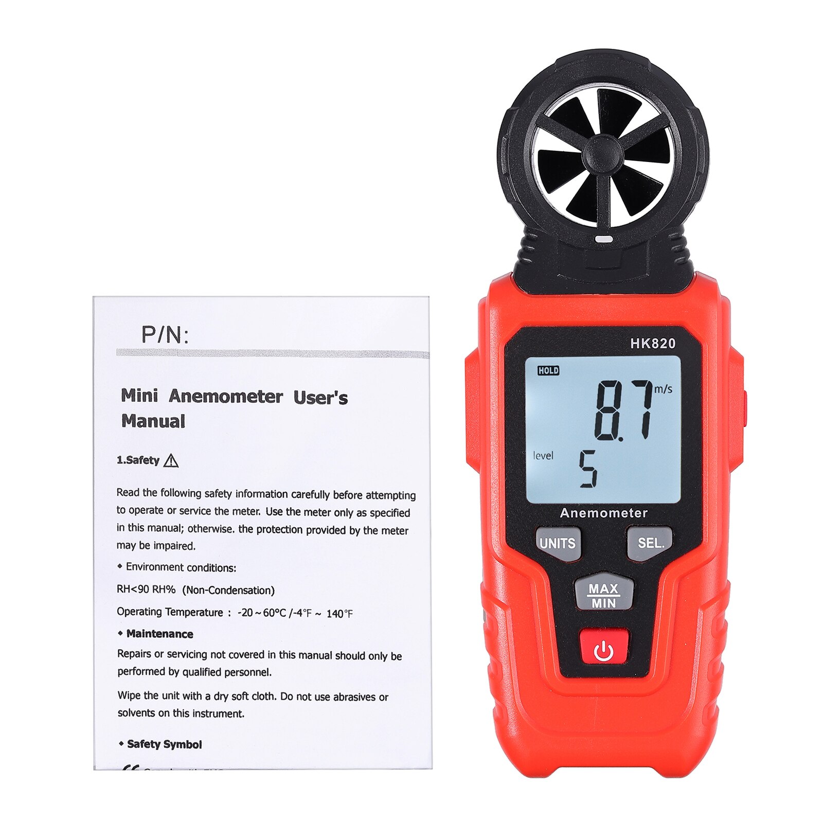 Proster for Digital LED Anemometer Wind Speed Meter Air Velocity Temperature Test Flashlight Digital Anemometer