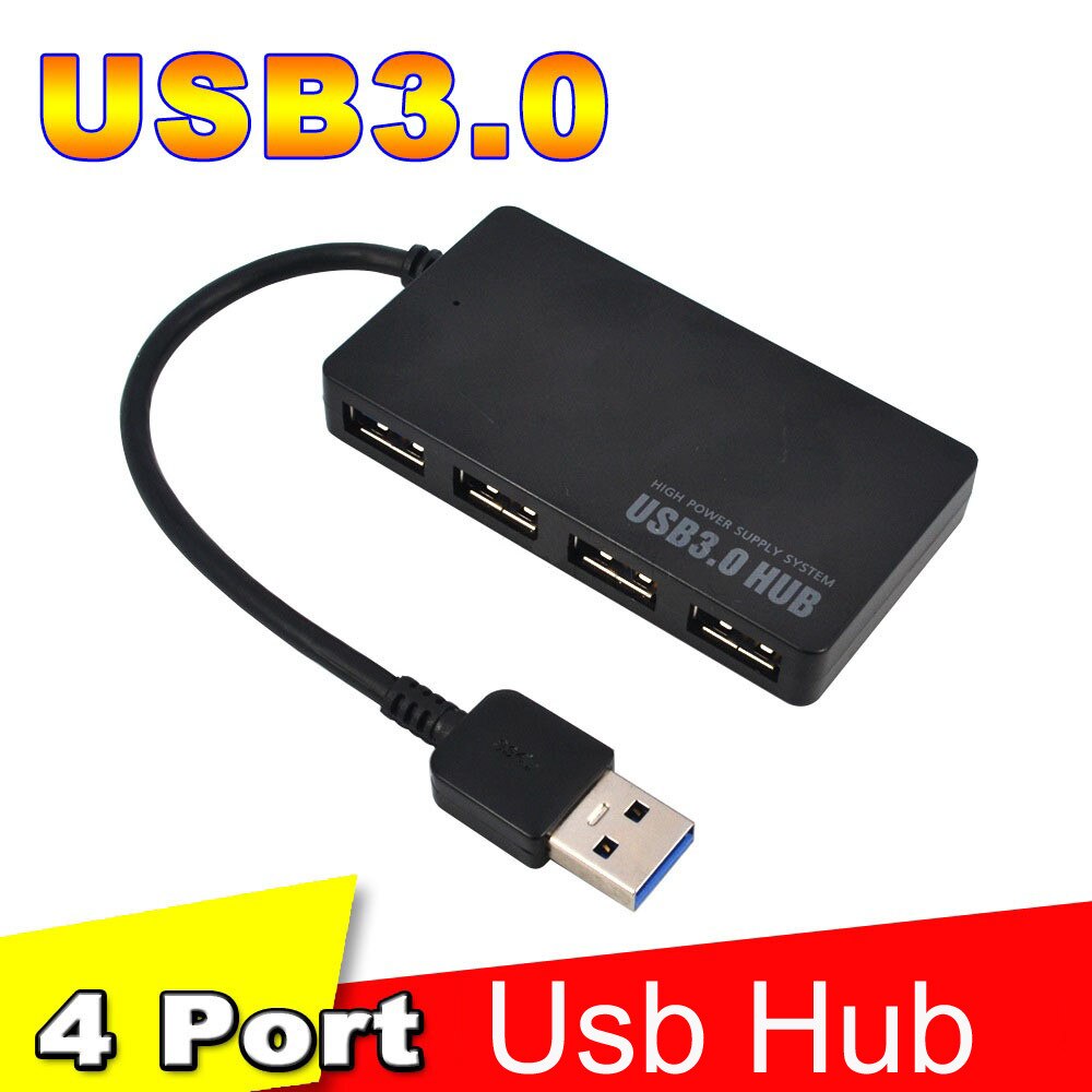 Slim USB Hub 3.0 Multi USB Power Adapter 4/8 Port Multiple Expander 2.0 USB With LED Indication ON/OFF Switch For PC: 4 ports usb 3.0 BK