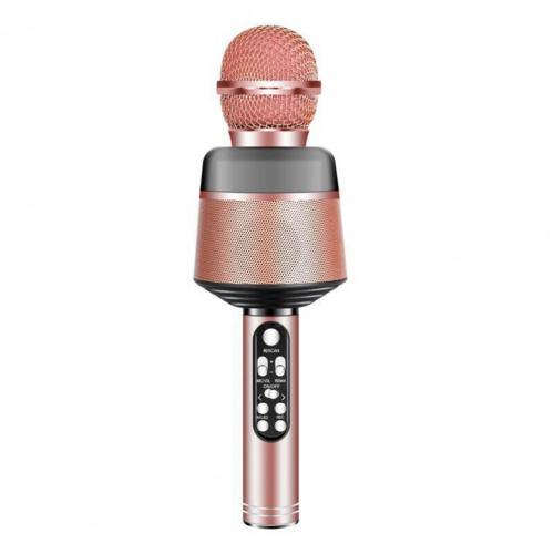 Q008 mini 5.0 bluetooth-handmikrofone mit gesangsaufnahmefunktion, surround-sound, bunten lichtern und karaoke-funktion für zuhause: Roségold