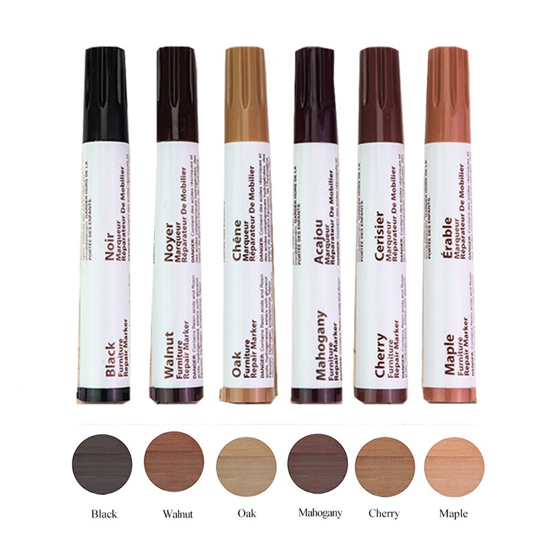 Möbler 6/8 färger touch-up / fylla färg penna golv / trappor / trävaror repa / patch återställa komposit reparation penna markör & fyllmedel: Fyllfärg -6 färger