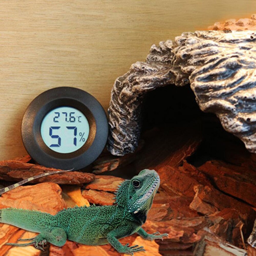 Krybdyr termometer hygrometer digital lcd termo-hygrometer firben amfibier terrarium skildpadde temperatur luftfugtighedsmåler