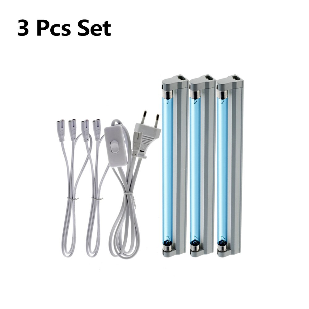 220V 110V Germicidal Light T5 Tube UVC Quartz Ultraviolet Lamps UV Sterilizer Kill Dust Mite UV Ozone Bactericidal Lamp for Home: 3pcs Set / 110V - US Plug