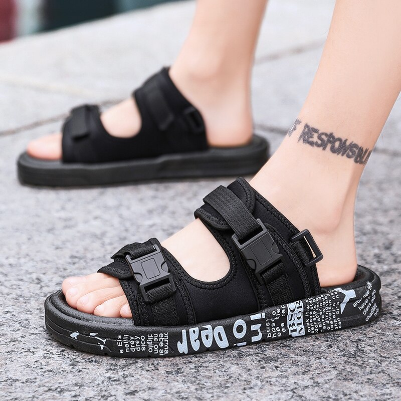 FZNYL 2 in 1 Herren Sandalen Sommer lässig Schuhe Hausschuhe unisex Schnalle Riemen Atmungs Nicht-Unterhose draussen Sandale größe 45