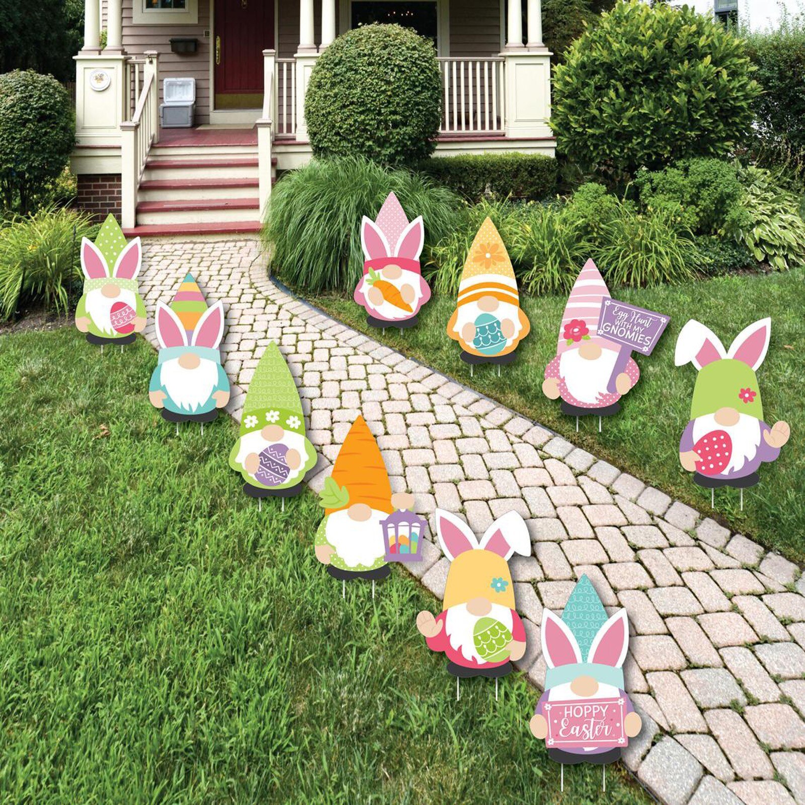 Garden Stake Outdoor Lawn Yard Sign plastic cardboard stand home garden Decoration Easter Bunny Decorations Accessories