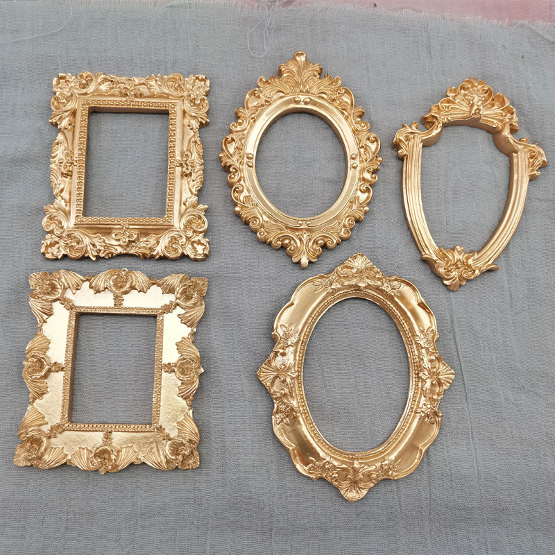 Mini Gold kleiner Fotorahmen Schieß Requisiten retro-Fotorahmen Ich bin europäischen Stil geprägte Nagel Kunst Ohrringe Pose Requisiten