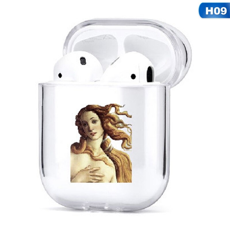 Caso sveglio Per Il Caso di Apple airpods caso Del Fumetto Divertente Statua di Arte Senza Fili di Bluetooth del Trasduttore Auricolare Per Il Caso di Airpods 1/2 Morbido custodia protettiva