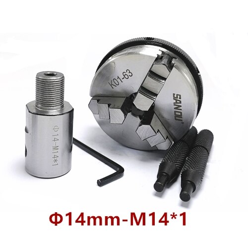 3 kiefer K01-63 spannfutter Drehmaschine Futter 63mm Sicherheit Mini Drehmaschine Spannfutter 3-kiefer Selbst Zentrierung Futter + anschluss stange M14 * 1 Gewinde: K01-63-14mm