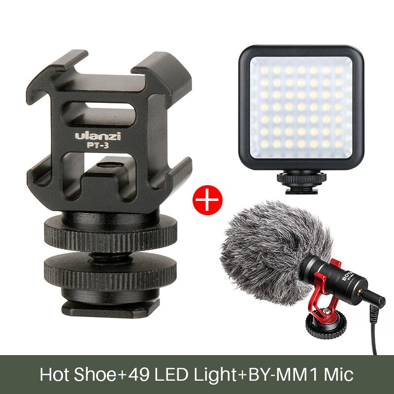 Ulanzi 3 Kalten Schuh Kamera montieren Adapter Verlängern Hafen mit durch-MM1 Mikrofon LED Video Licht für DSLR Kamera Kanon Nikon petax: heiß Schuh w Mic LED