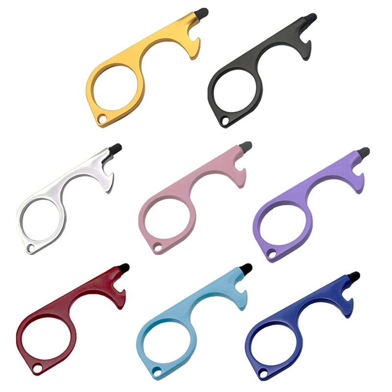 Portable Door Opener Tool Keychain Tool For Outdoor Public Door Handle Touchscreen Button Bottle Opener Keychain