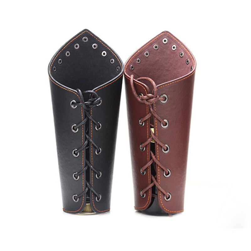 1 Pcs Middeleeuwse Pu Lederen Cross Strings Punk Armor Bracer Armband Arm Manchet Studs 2022