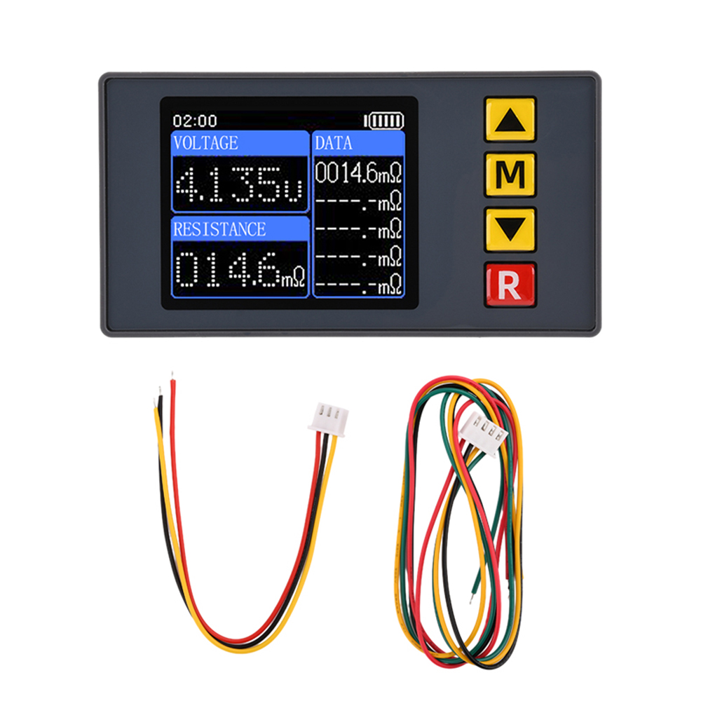TS457 1.77inch Battery Tester Voltage Internal Resistance Meter Built-in Storage Function 4-wire DC5V Tester For 18650 Battery: green