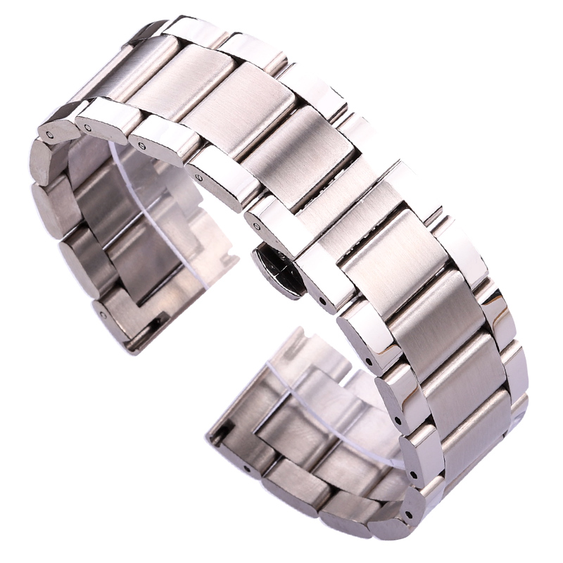 Watch Band Bracelets Men Women Solid Stainless Steel 18mm 20mm 21mm 22mm 23mm 24mm Watchband Strap Accessories: Black Yellow / 25mm