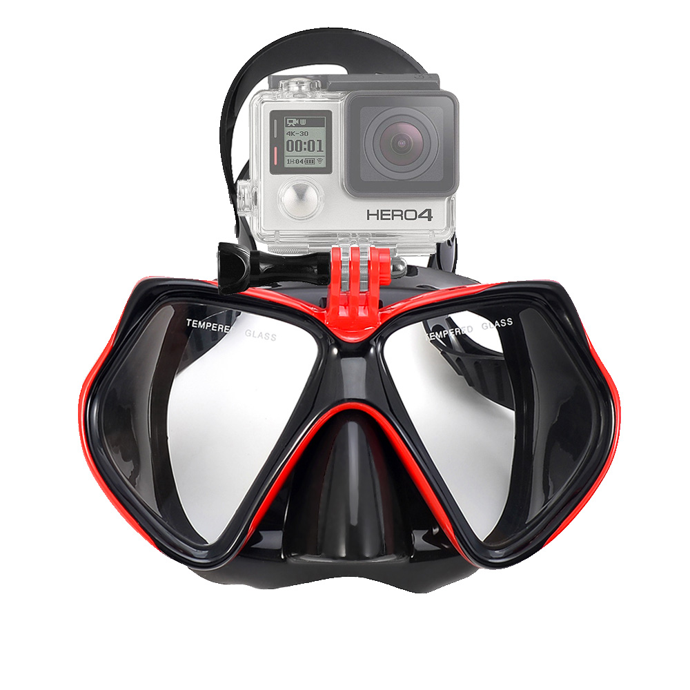 Máscara de buceo, gafas de natación para GoPro, cámara deportiva subacuática, vidrio templado, tubo de snorkel seco , adultos y jóvenes