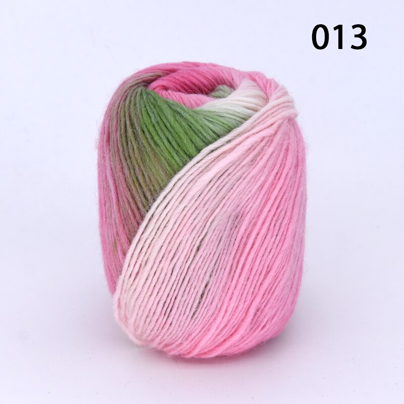 300g(50g*6 stk) lang regnbue uld farvning ren uld garn dame sjaler tråd fin uld hat frakke: 13