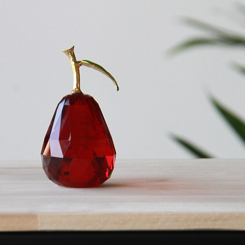 Kleur Kunstmatige Kristallen Glas Peer Fruit Art Decoratie Voor Plated Inrichting Craft Voor Thuis En Bruiloft Decoratie Artikelen: red